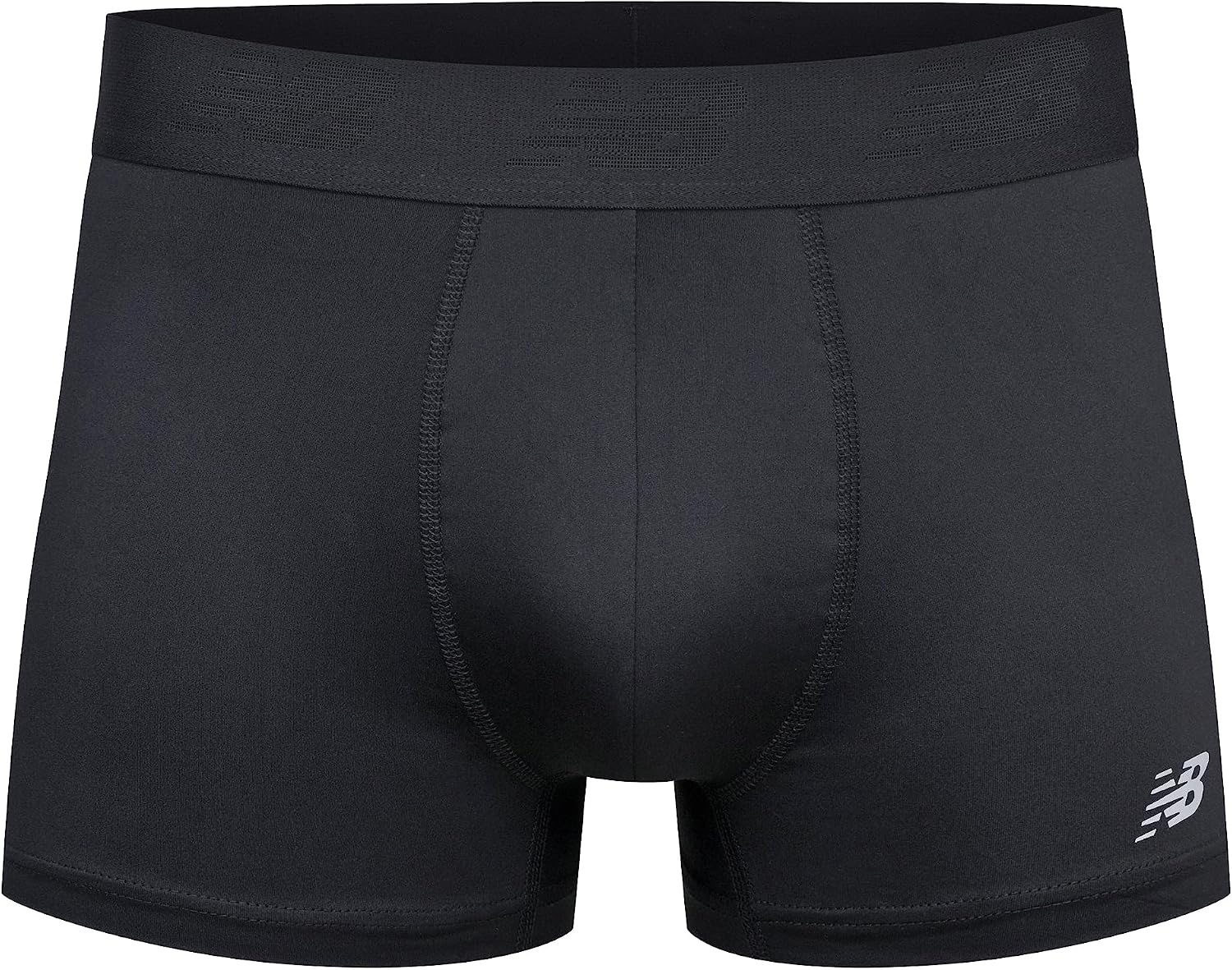 image:imageNew Balance Mens No Fly Trunks Underwear Jacquard Waistband Breathable Lightweight Moisture Wicking 3 PackBlackTeam RedThunder