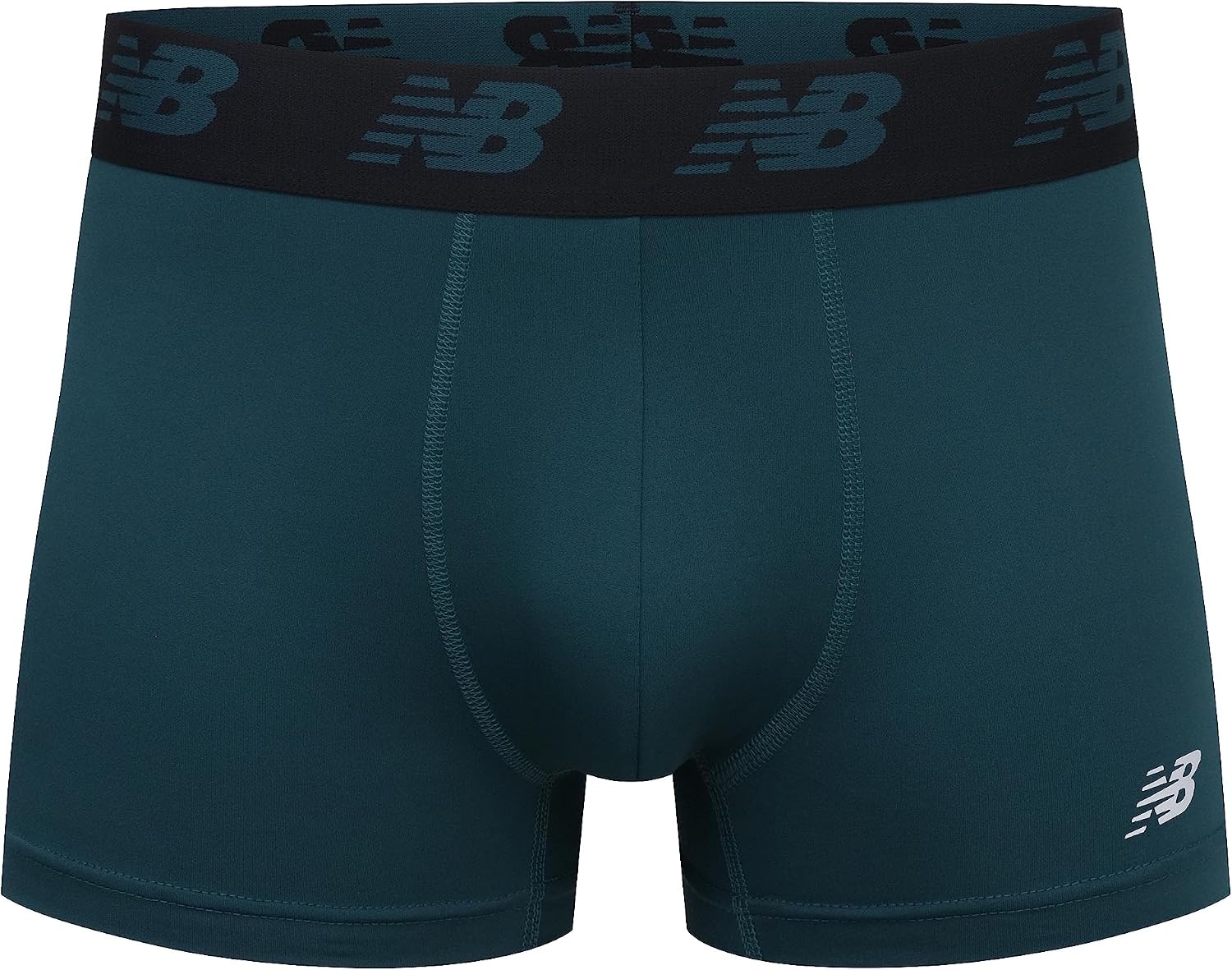 image:imageNew Balance Mens No Fly Trunks Underwear Jacquard Waistband Breathable Lightweight Moisture Wicking 3 PackDeep JadeThunder
