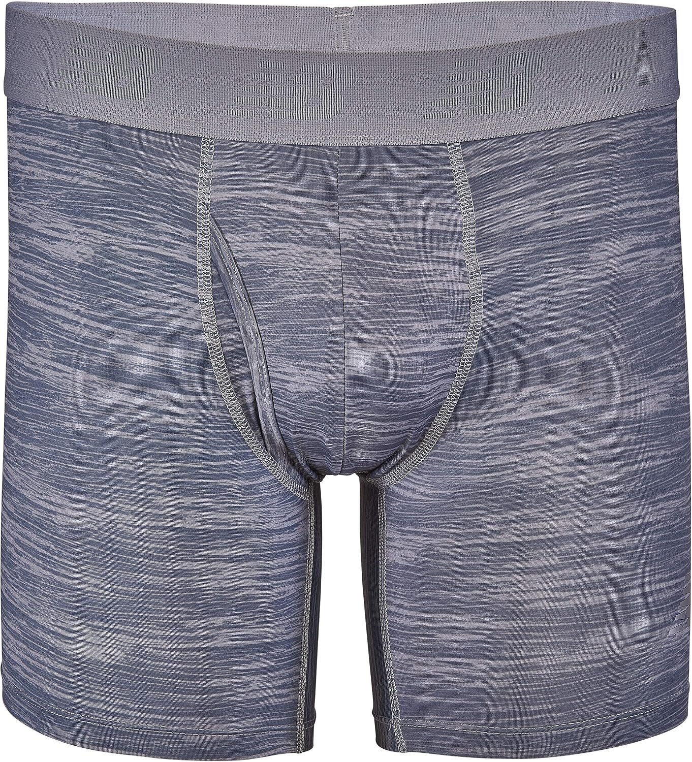 image:imageNew Balance Mens Performance Boxer Briefs with Fly Breathable Stretch Underwear Moisture Wicking Soft Waistband 3 PackBlackPigmentSteel Woodgrain
