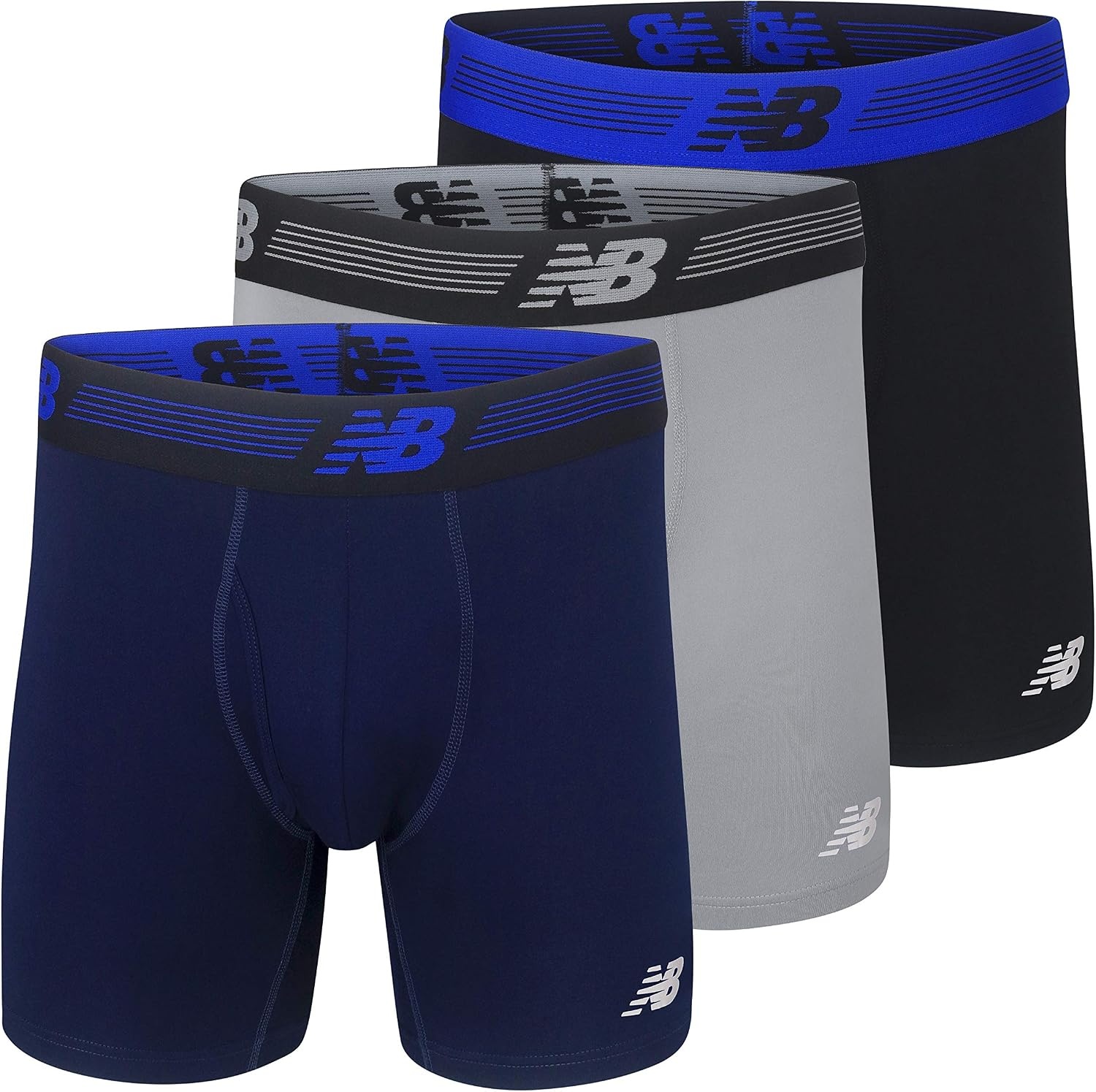 image:imageNew Balance Mens Performance Boxer Briefs with Fly Breathable Stretch Underwear Moisture Wicking Soft Waistband 3 PackBlackSteelPigment