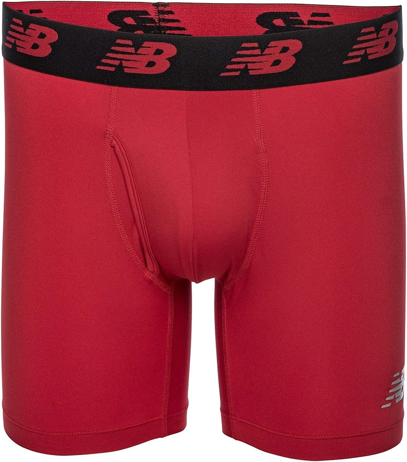 image:imageNew Balance Mens Performance Boxer Briefs with Fly Breathable Stretch Underwear Moisture Wicking Soft Waistband 3 PackBlackTeam RedThunder