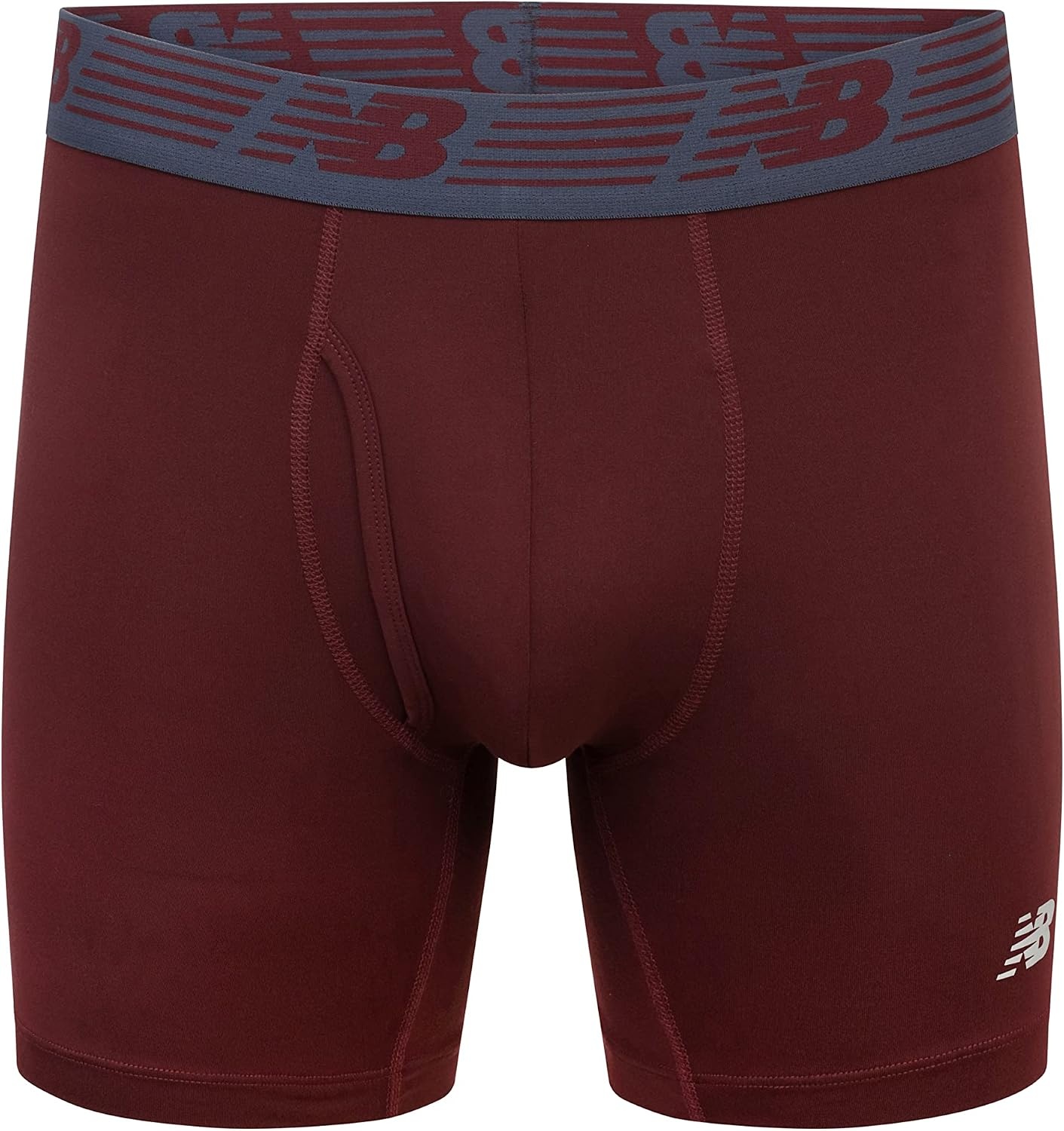 image:imageNew Balance Mens Performance Boxer Briefs with Fly Breathable Stretch Underwear Moisture Wicking Soft Waistband 3 PackBurgandyTeam RedThunder