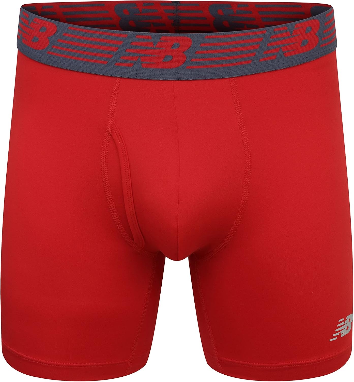image:imageNew Balance Mens Performance Boxer Briefs with Fly Breathable Stretch Underwear Moisture Wicking Soft Waistband 3 PackBurgandyTeam RedThunder