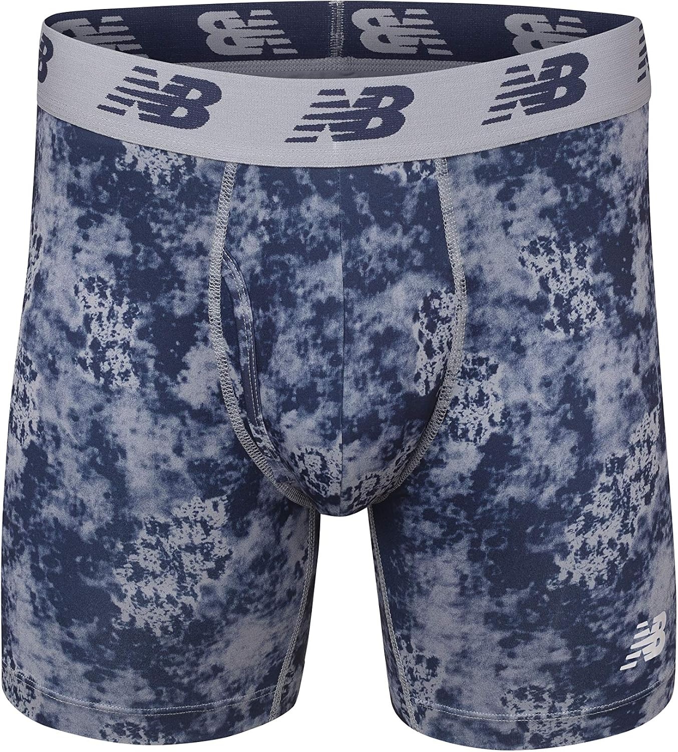 image:imageNew Balance Mens Performance Boxer Briefs with Fly Breathable Stretch Underwear Moisture Wicking Soft Waistband 3 PackPrintSteelPigment