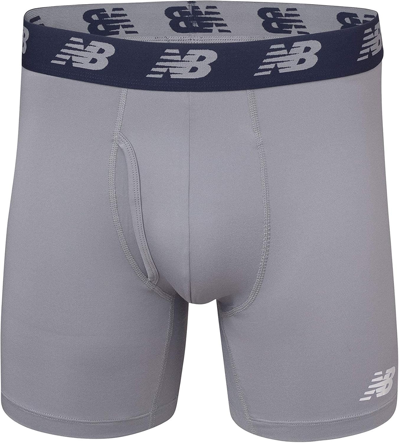 image:imageNew Balance Mens Performance Boxer Briefs with Fly Breathable Stretch Underwear Moisture Wicking Soft Waistband 3 PackPrintSteelPigment