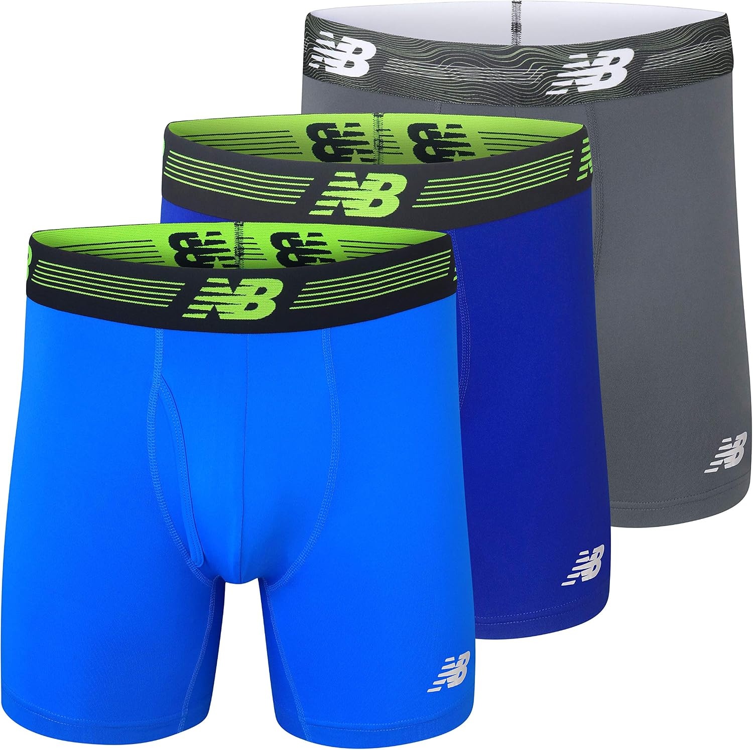 image:imageNew Balance Mens Performance Boxer Briefs with Fly Breathable Stretch Underwear Moisture Wicking Soft Waistband 3 PackTeam RoyalLeadBolt