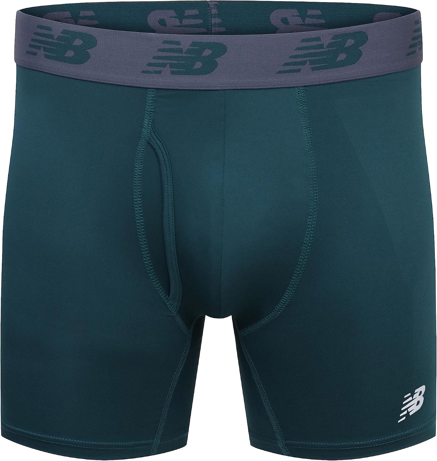 image:imageNew Balance Mens Performance Boxer Briefs with Fly Breathable Stretch Underwear Moisture Wicking Soft Waistband 3 PackTechtonic BlueDeep JadeThunder