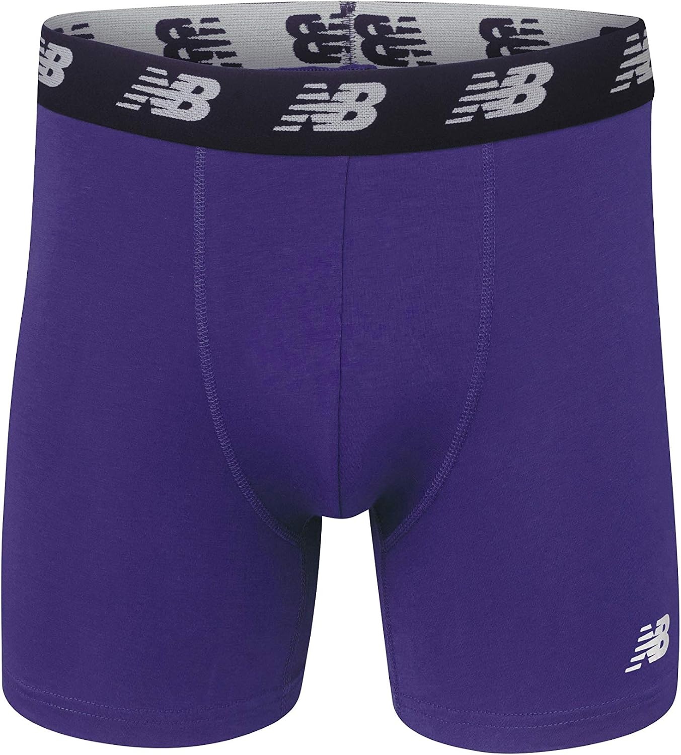 image:imageNew Balance Mens Velocity Cotton Breathable Lightweight No Fly Boxer Briefs Underwear 3 PackPrism PurpleLeadBlack