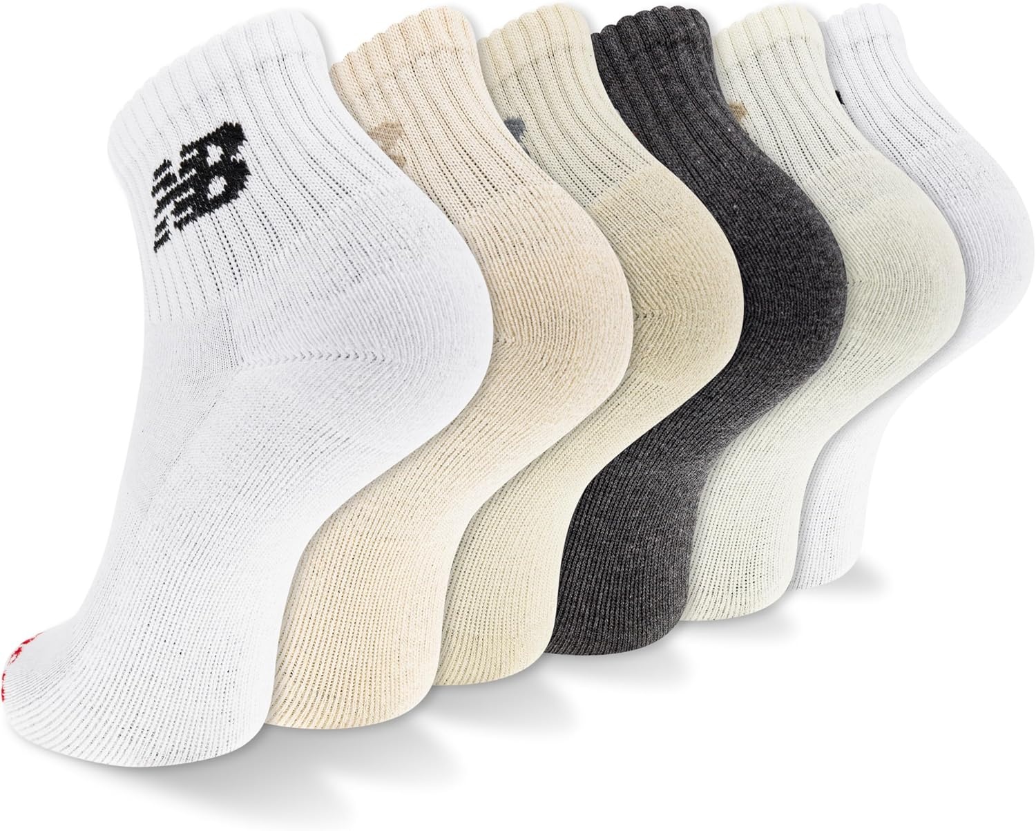 image:imageNew Balance Unisex Adult Everyday Crew amp Ankle Socks 6 Pairs Cushioned Durable ReinforcementAnkle White Assorted