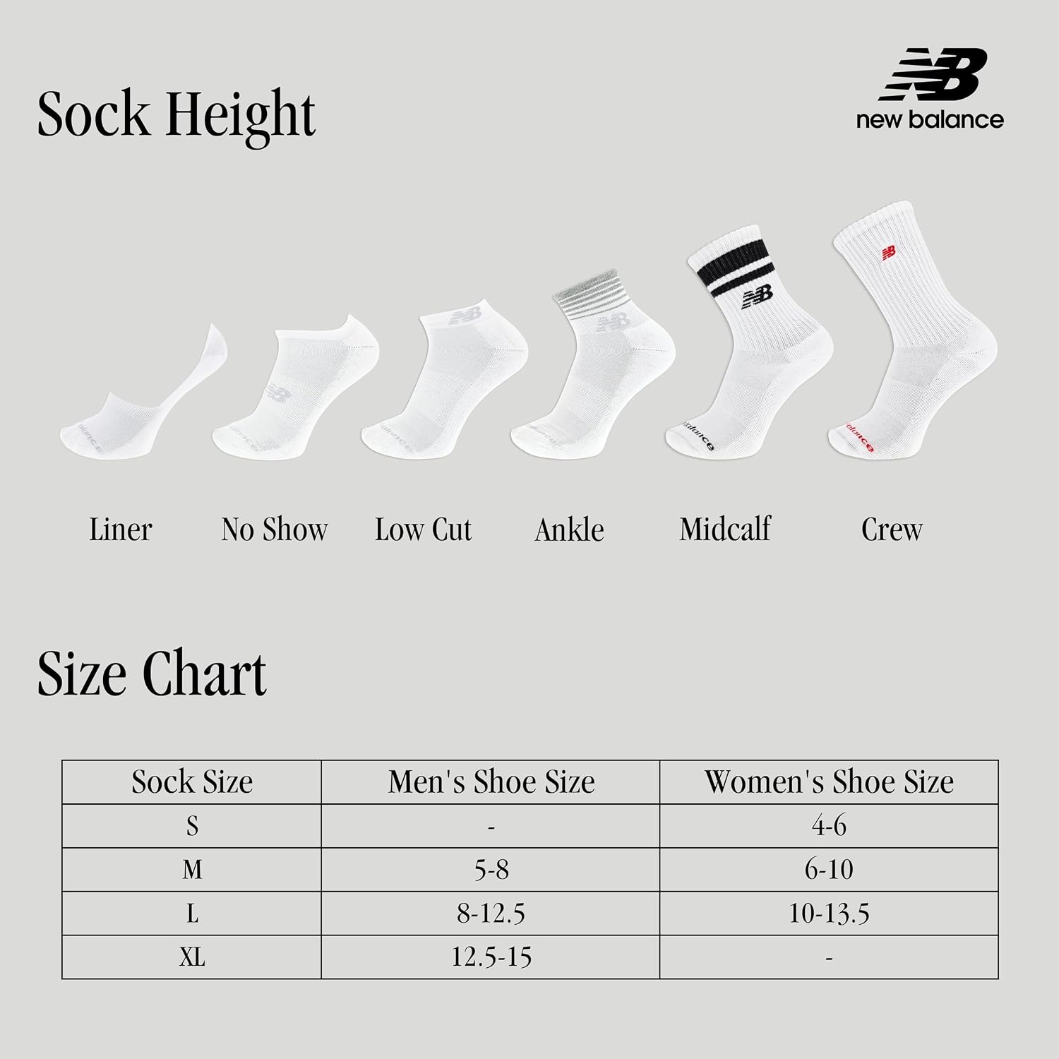 image:imageNew Balance Unisex Adult Organic Cotton Crew amp Midcrew Socks 3 Pairs Arch SupportBlack Patch Logo