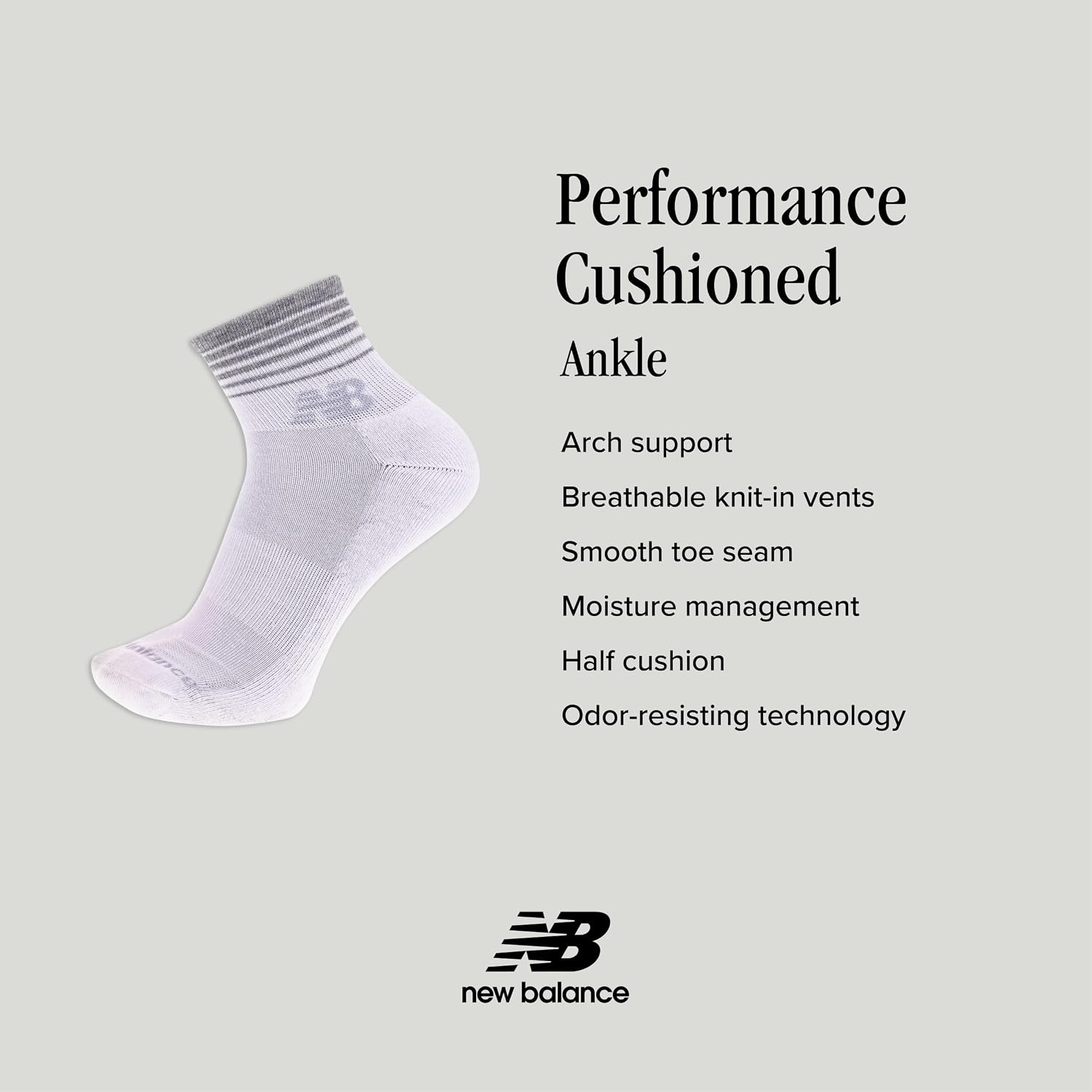 image:imageNew Balance Unisex Adult Performance Cushioned Ankle Socks 6 Pairs Moisture WickingBlack