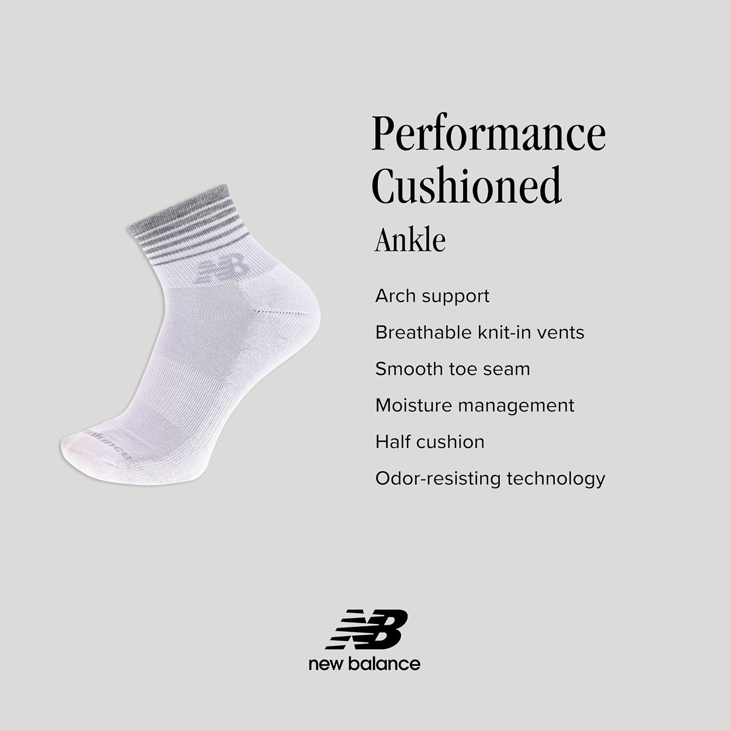 image:imageNew Balance Unisex Adult Performance Cushioned Ankle Socks 6 Pairs Moisture WickingBlack