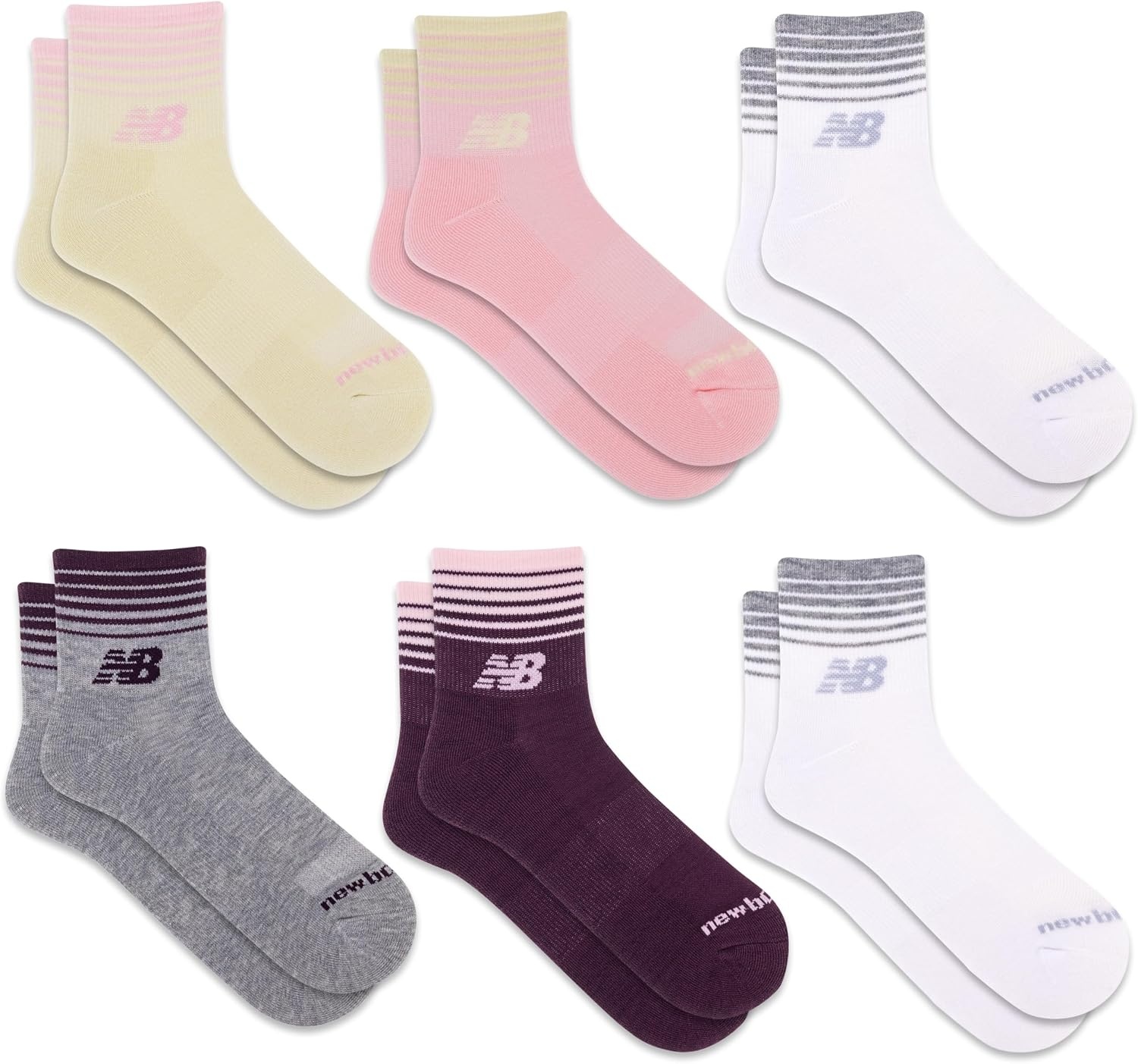 image:imageNew Balance Unisex Adult Performance Cushioned Ankle Socks 6 Pairs Moisture WickingPink Assorted
