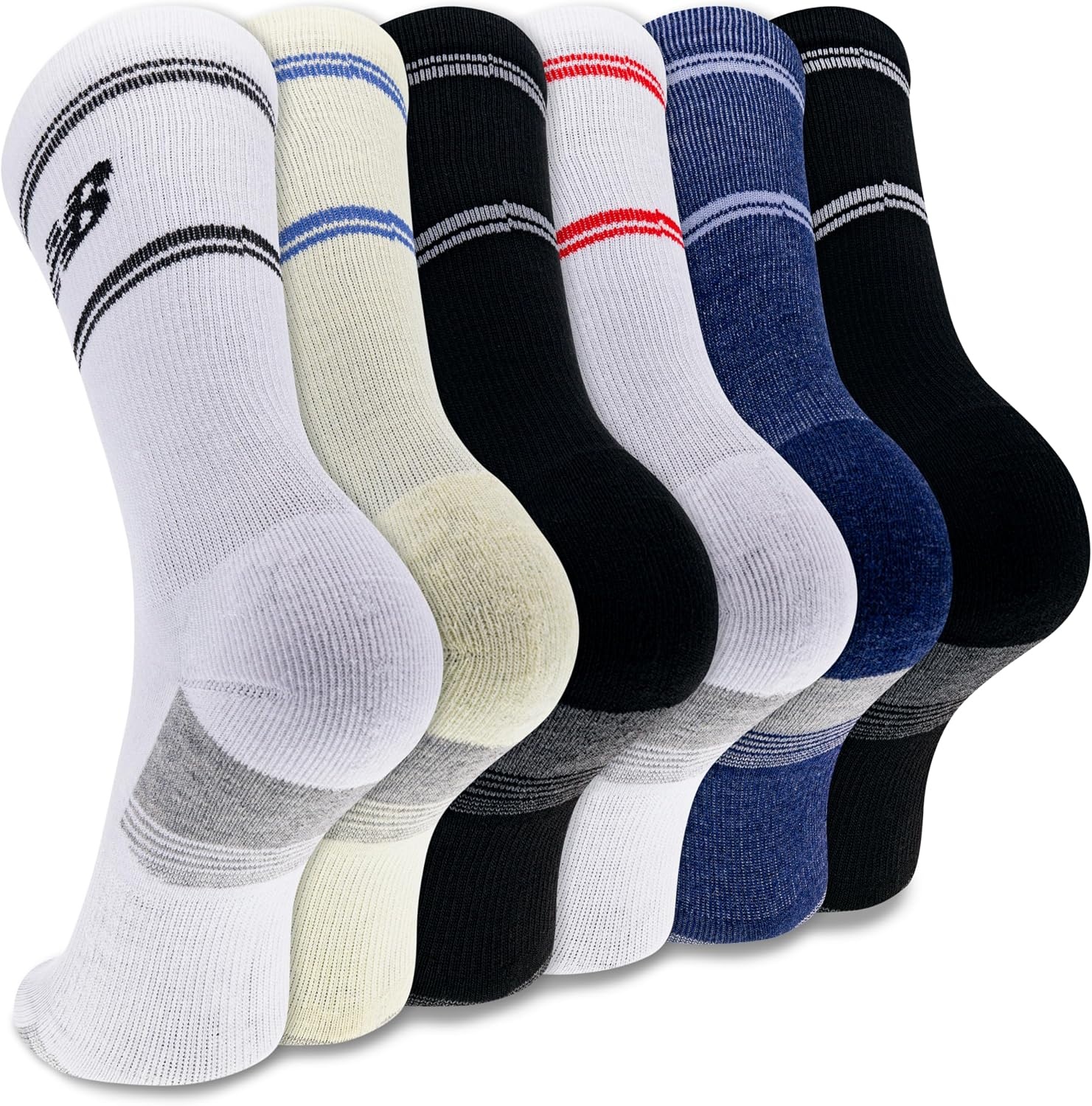 image:imageNew Balance Unisex Adult Performance Cushioned Crew Socks 6 amp 12 Pairs Moisture WickingAssorted 6 Pairs