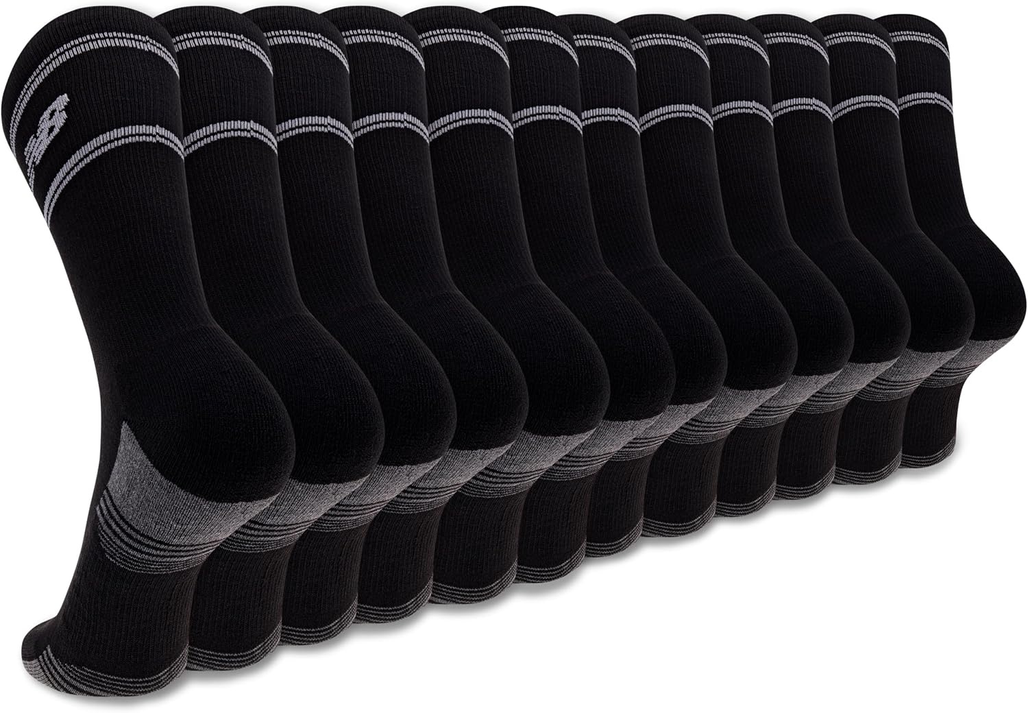 image:imageNew Balance Unisex Adult Performance Cushioned Crew Socks 6 amp 12 Pairs Moisture WickingBlack 12 Pairs