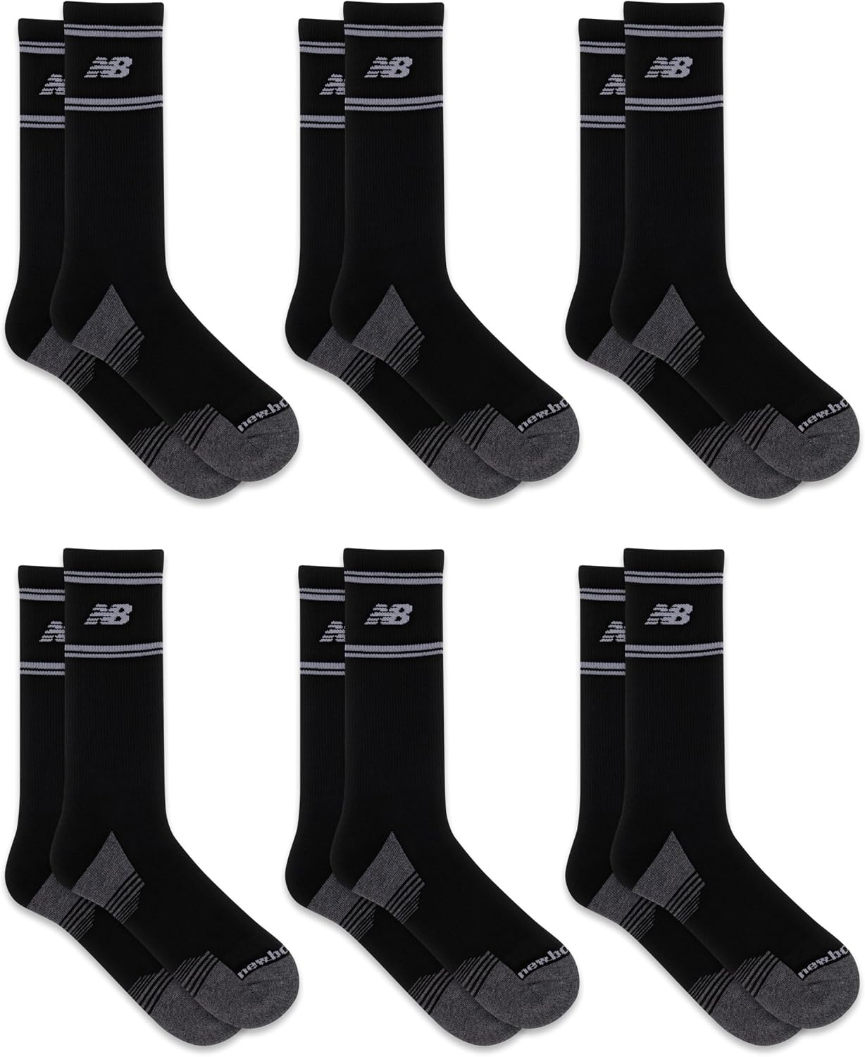 image:imageNew Balance Unisex Adult Performance Cushioned Crew Socks 6 amp 12 Pairs Moisture WickingBlack 6 Pairs