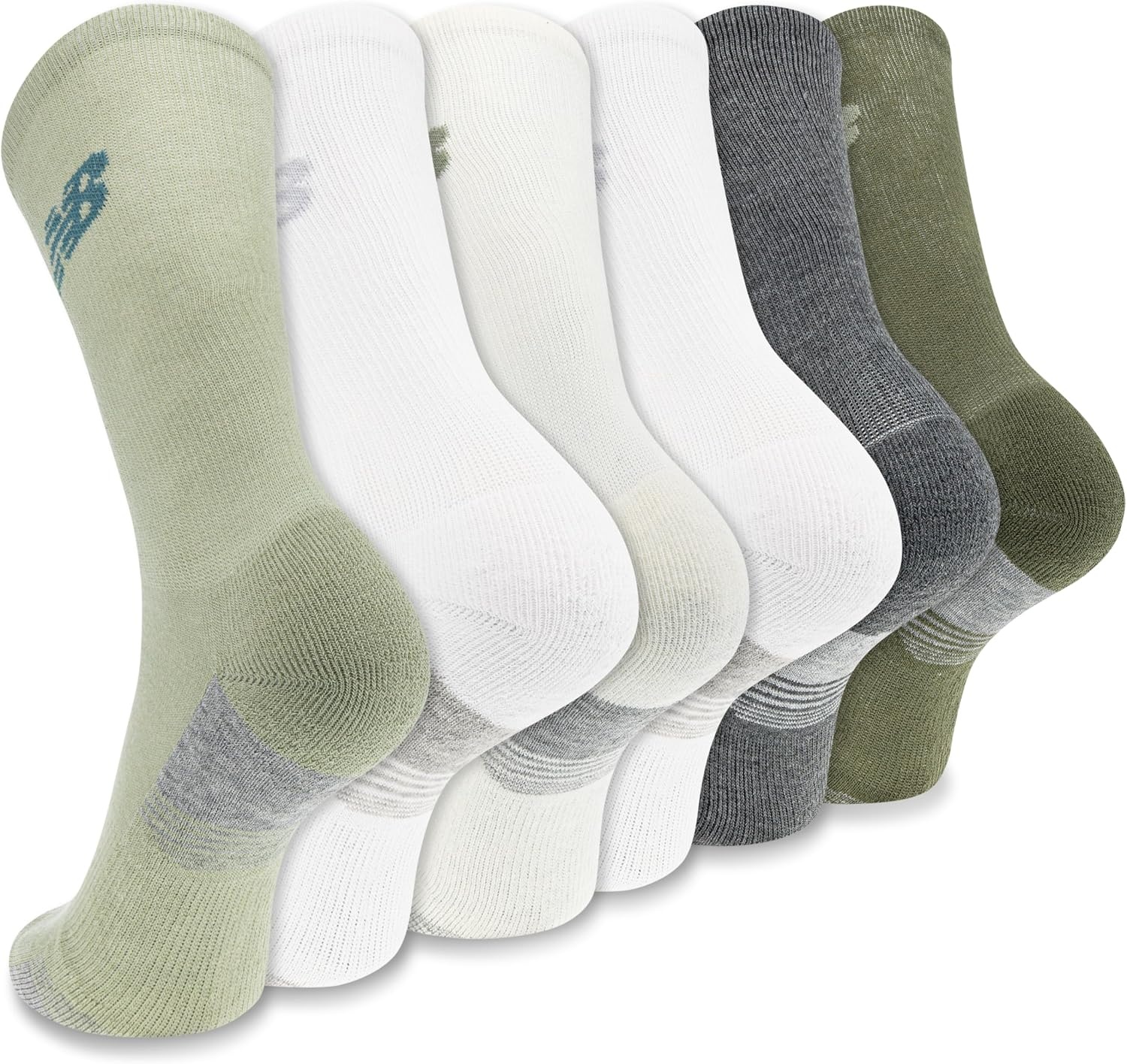 image:imageNew Balance Unisex Adult Performance Cushioned Crew Socks 6 amp 12 Pairs Moisture WickingGreen Assorted