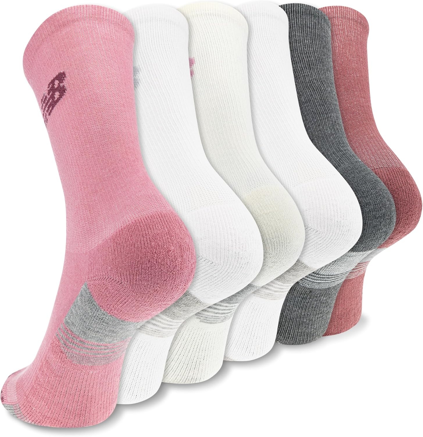 image:imageNew Balance Unisex Adult Performance Cushioned Crew Socks 6 amp 12 Pairs Moisture WickingPink Assorted