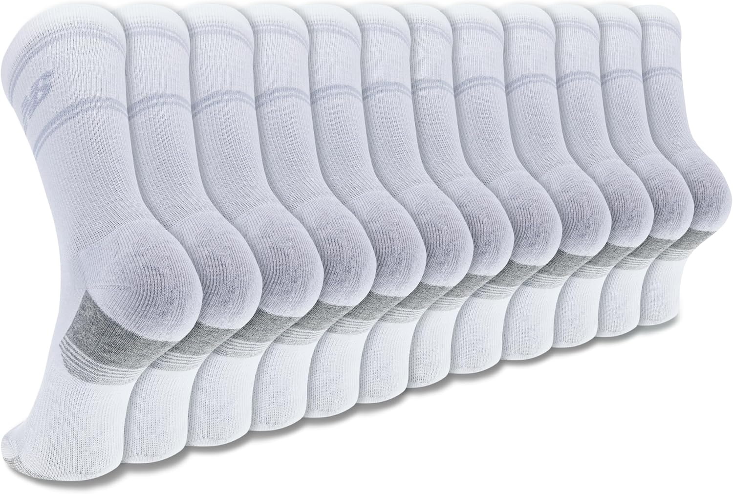 image:imageNew Balance Unisex Adult Performance Cushioned Crew Socks 6 amp 12 Pairs Moisture WickingWhite 12 Pairs