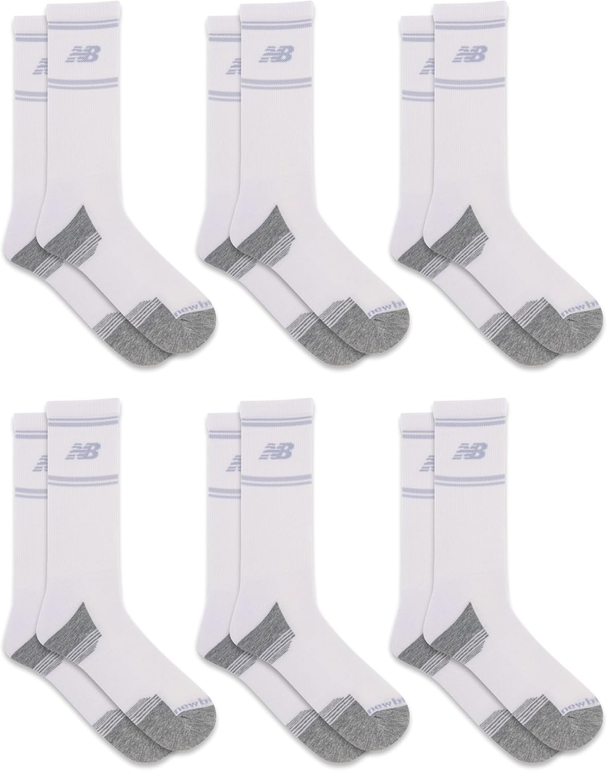 image:imageNew Balance Unisex Adult Performance Cushioned Crew Socks 6 amp 12 Pairs Moisture WickingWhite 6 Pairs