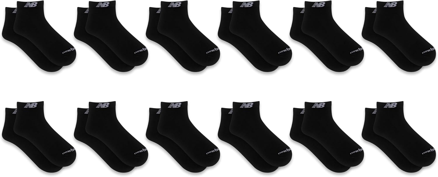 image:imageNew Balance Unisex Adult Performance Cushioned Low Cut Socks 6 amp 12 Pairs Moisture WickingBlack 12 Pairs