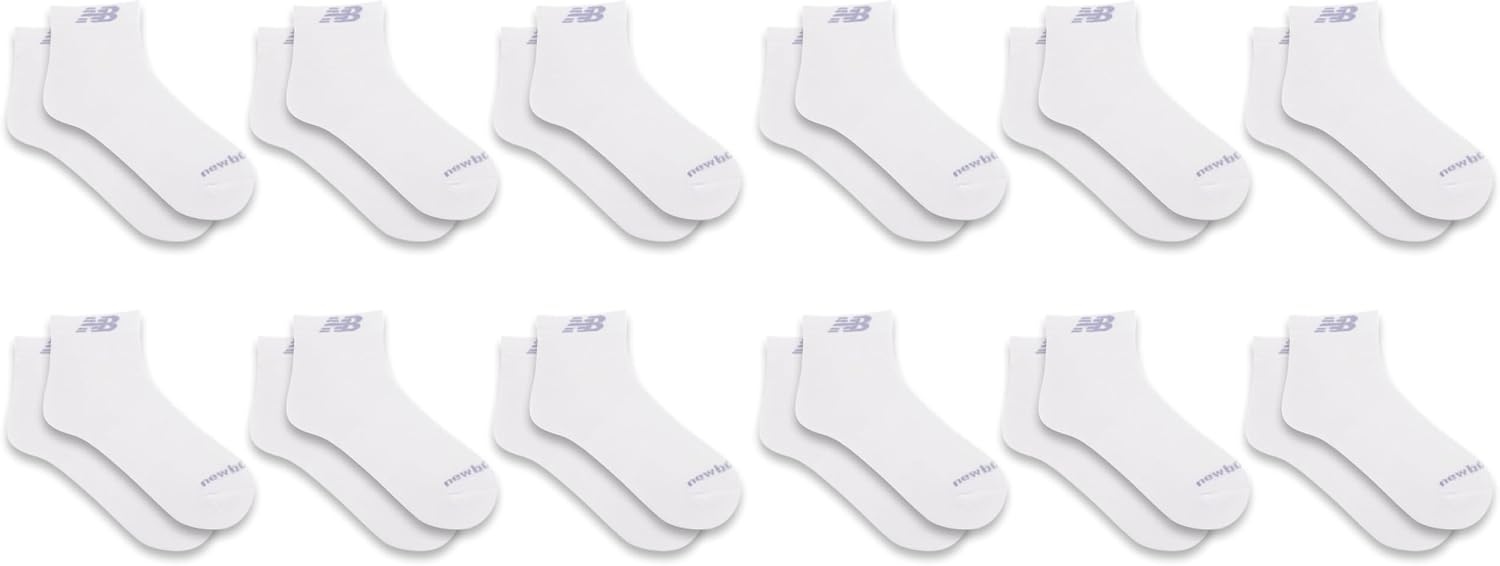 image:imageNew Balance Unisex Adult Performance Cushioned Low Cut Socks 6 amp 12 Pairs Moisture WickingWhite 12 Pairs