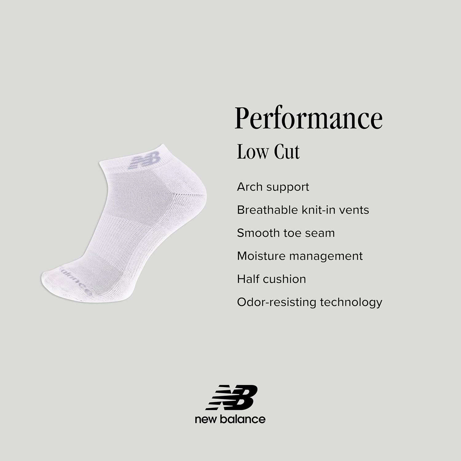 image:imageNew Balance Unisex Adult Performance Cushioned Low Cut Socks 6 amp 12 Pairs Moisture WickingWhite 12 Pairs