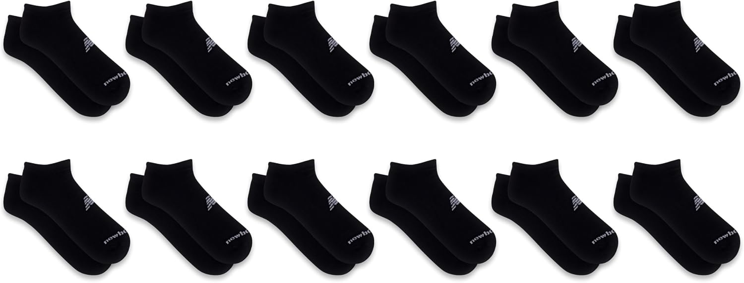 image:imageNew Balance Unisex Adult Performance Cushioned No Show Socks 6 amp 12 Pairs Moisture WickingBlack 12 Pairs