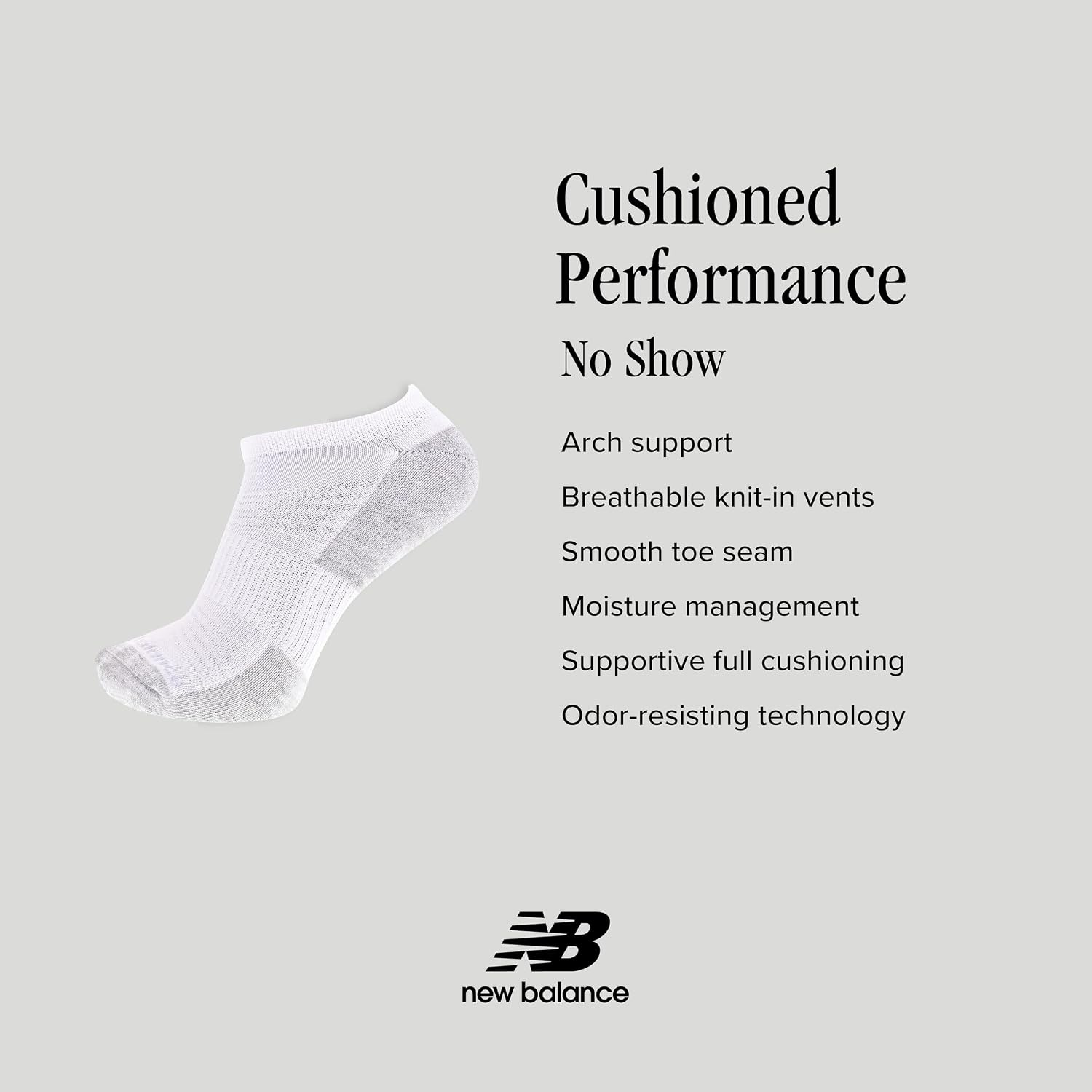 image:imageNew Balance Unisex Adult Performance Cushioned No Show Socks 6 amp 12 Pairs Moisture WickingBlack Assorted Tab 6 Pairs