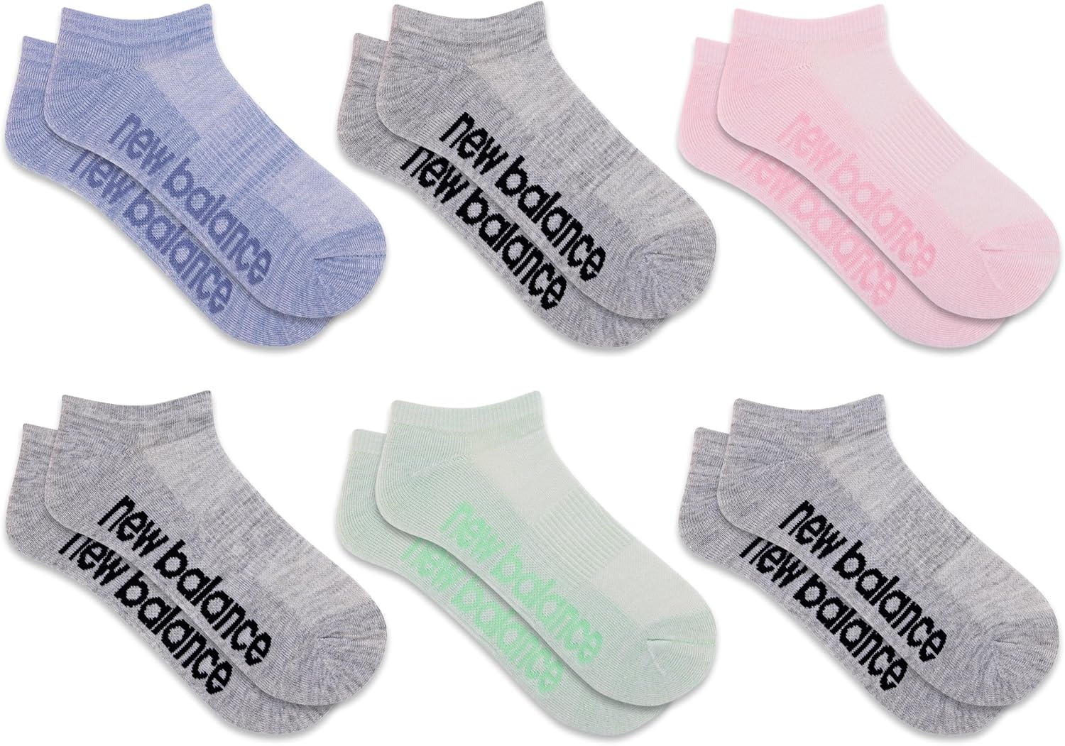 image:imageNew Balance Unisex Adult Performance Cushioned No Show Socks 6 amp 12 Pairs Moisture WickingGrey Assorted 6 Pairs