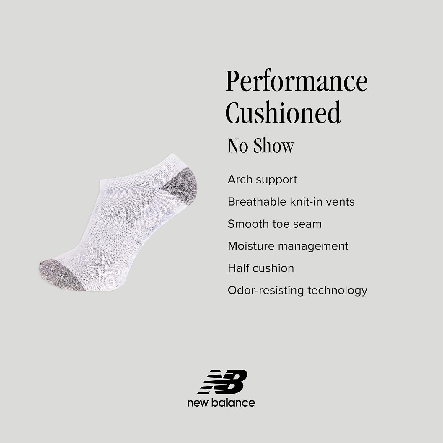 image:imageNew Balance Unisex Adult Performance Cushioned No Show Socks 6 amp 12 Pairs Moisture WickingGrey Assorted 6 Pairs