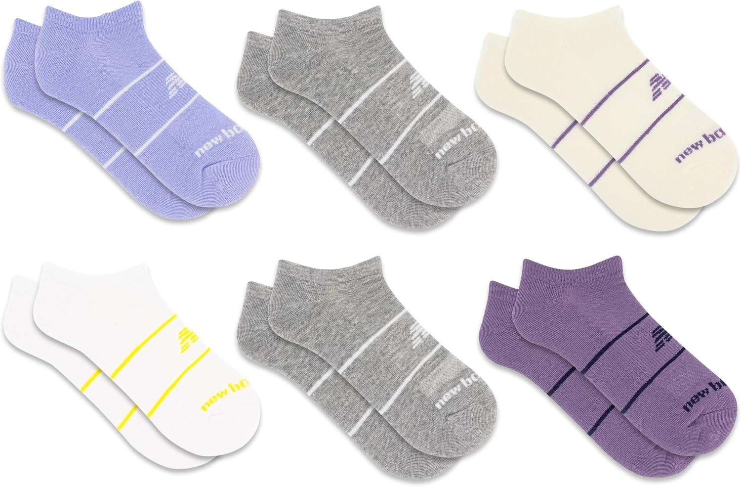 image:imageNew Balance Unisex Adult Performance Cushioned No Show Socks 6 amp 12 Pairs Moisture WickingLight Blue Assorted 6 Pairs