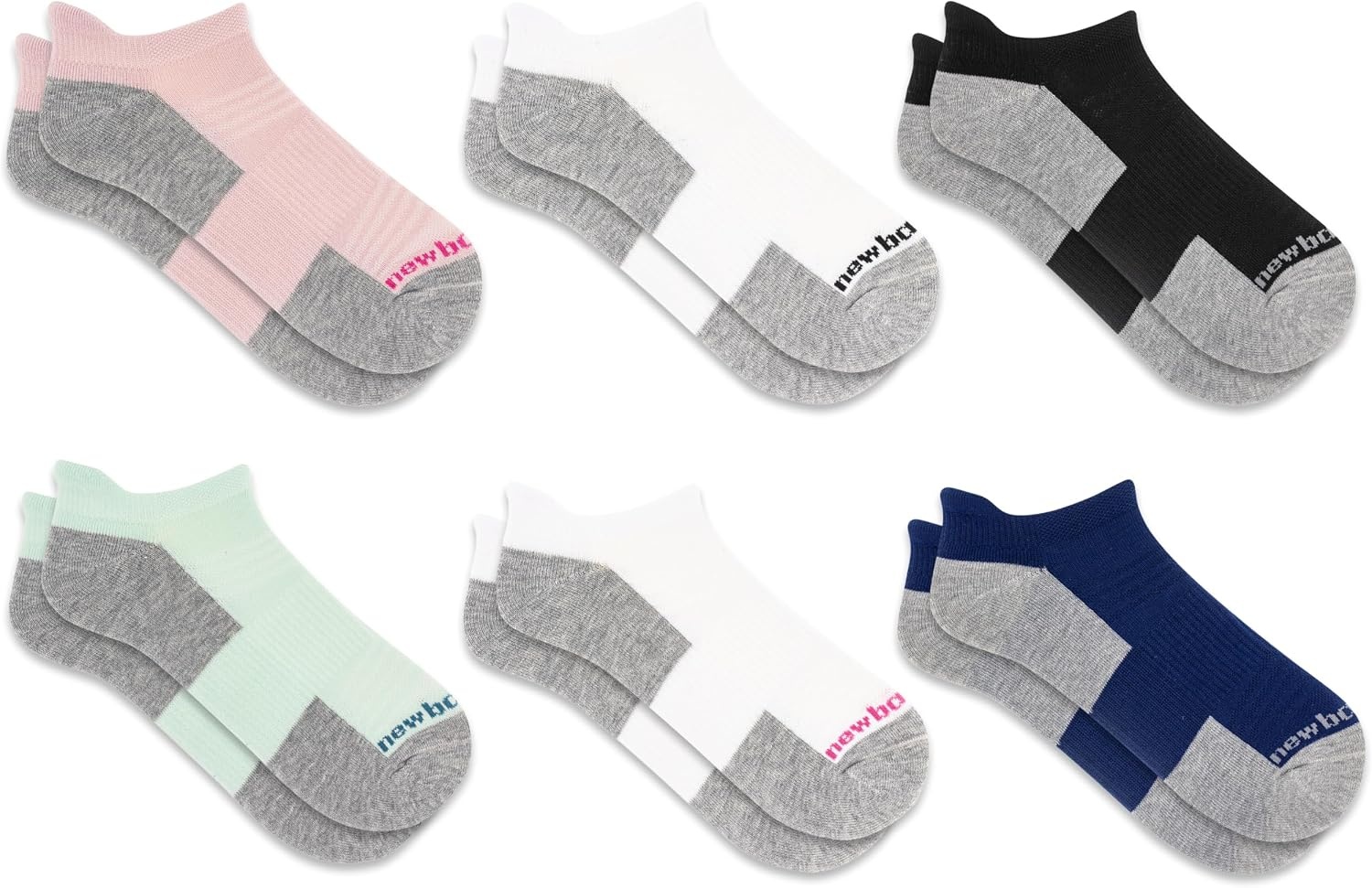 image:imageNew Balance Unisex Adult Performance Cushioned No Show Socks 6 amp 12 Pairs Moisture WickingLight Green Assorted Tab 6 Pairs