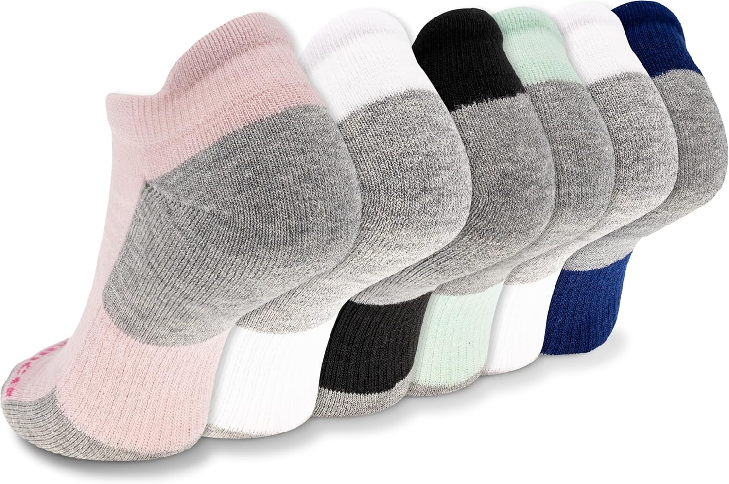 image:imageNew Balance Unisex Adult Performance Cushioned No Show Socks 6 amp 12 Pairs Moisture WickingLight Green Assorted Tab 6 Pairs