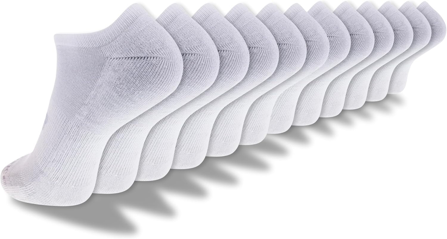 image:imageNew Balance Unisex Adult Performance Cushioned No Show Socks 6 amp 12 Pairs Moisture WickingWhite 12 Pairs