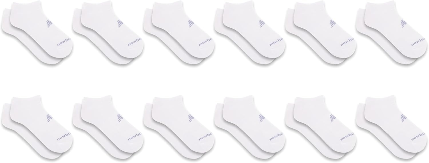 image:imageNew Balance Unisex Adult Performance Cushioned No Show Socks 6 amp 12 Pairs Moisture WickingWhite 12 Pairs