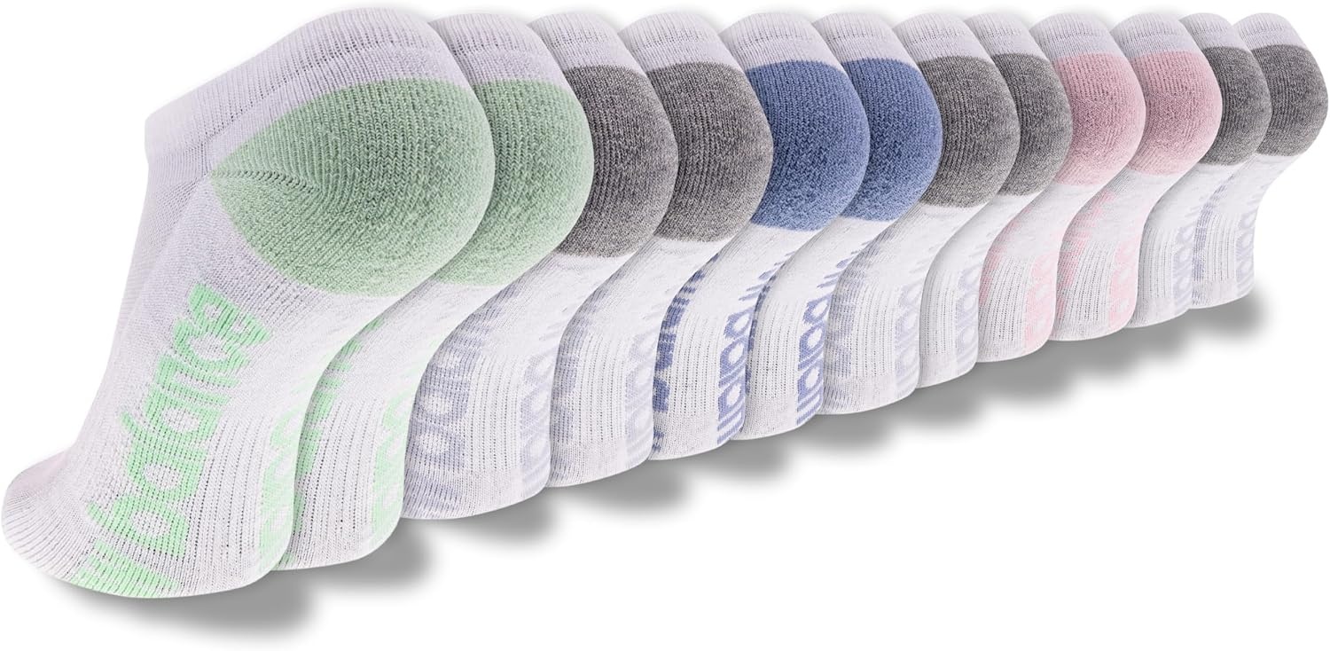 image:imageNew Balance Unisex Adult Performance Cushioned No Show Socks 6 amp 12 Pairs Moisture WickingWhite Assorted 12 Pairs