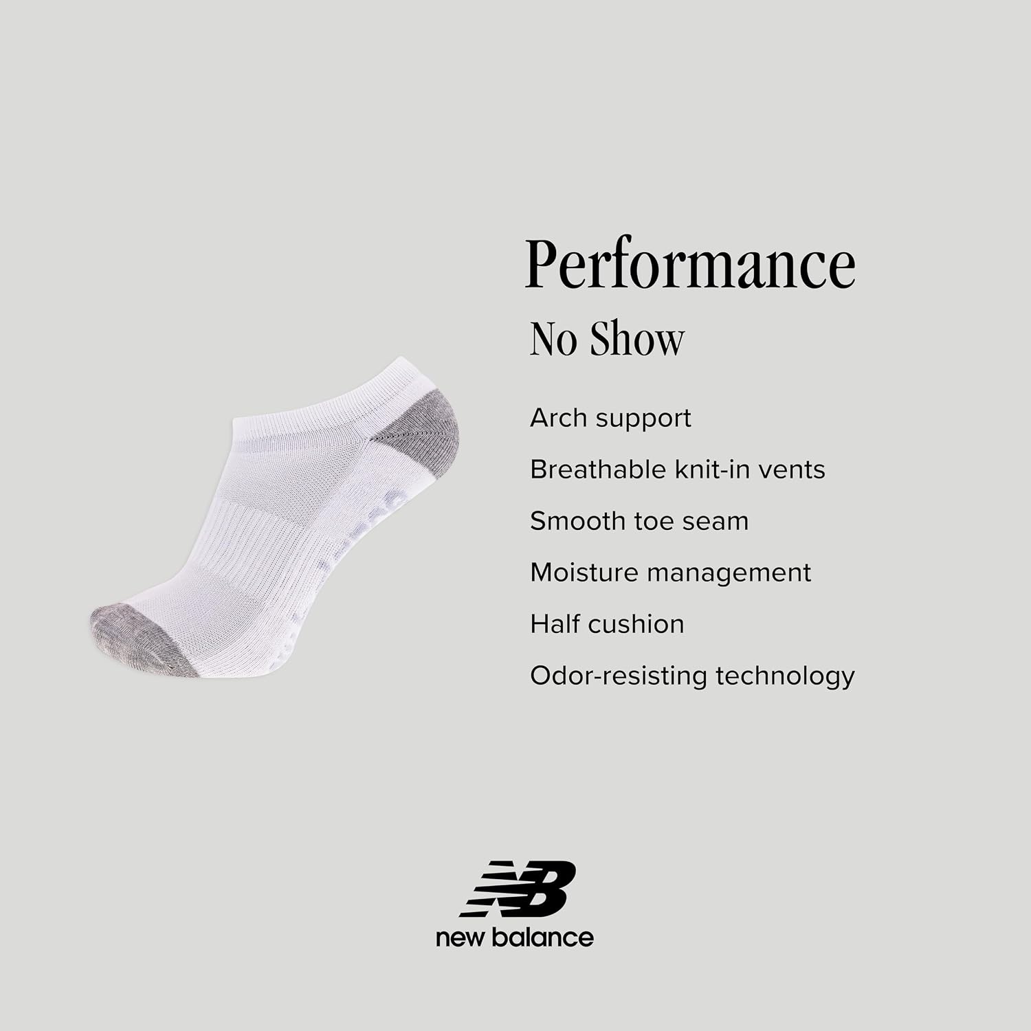 image:imageNew Balance Unisex Adult Performance Cushioned No Show Socks 6 amp 12 Pairs Moisture WickingWhite Assorted 12 Pairs