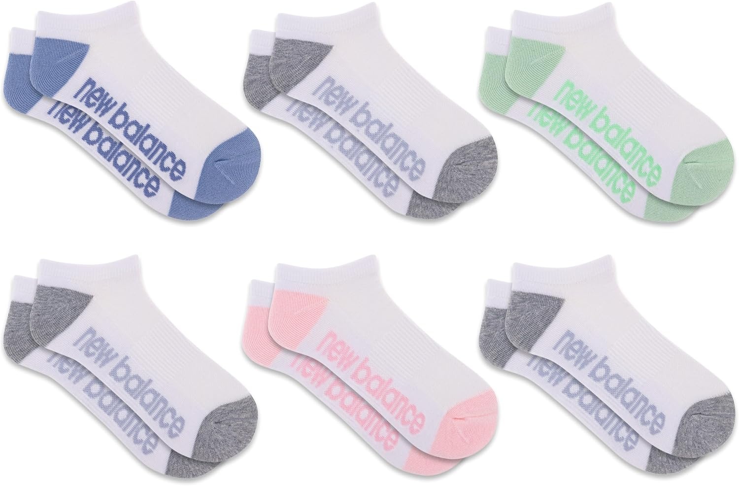 image:imageNew Balance Unisex Adult Performance Cushioned No Show Socks 6 amp 12 Pairs Moisture WickingWhite Assorted 6 Pairs