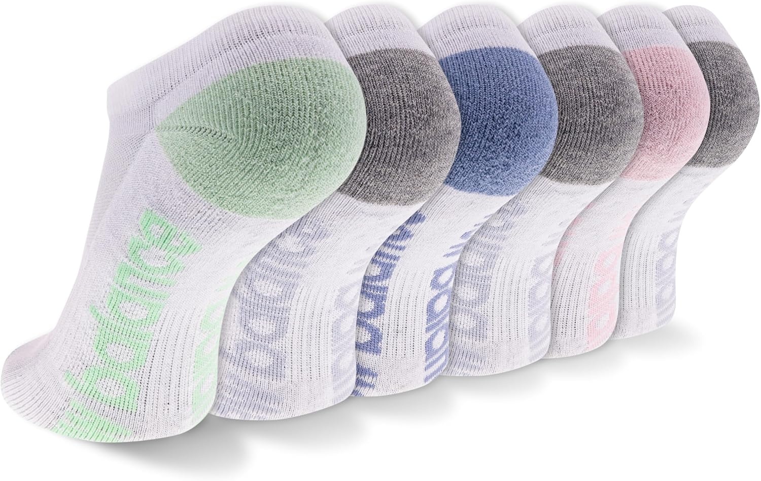image:imageNew Balance Unisex Adult Performance Cushioned No Show Socks 6 amp 12 Pairs Moisture WickingWhite Assorted 6 Pairs