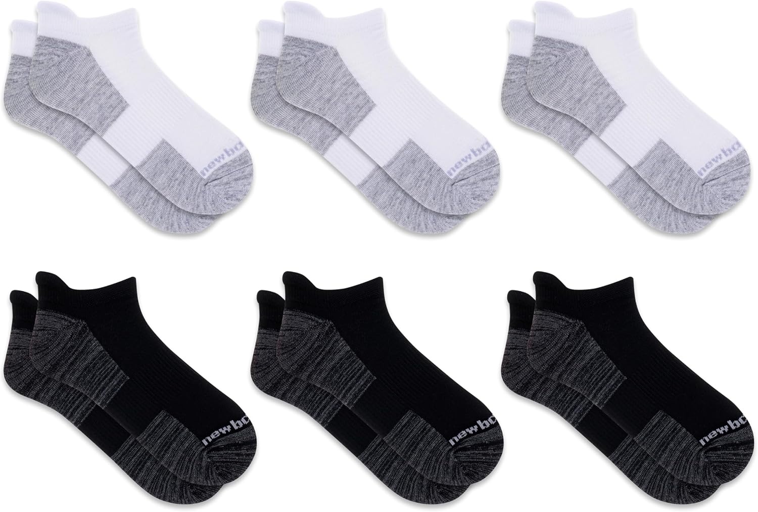 image:imageNew Balance Unisex Adult Performance Cushioned No Show Socks 6 amp 12 Pairs Moisture WickingWhite Black Assorted Tab 6 Pairs