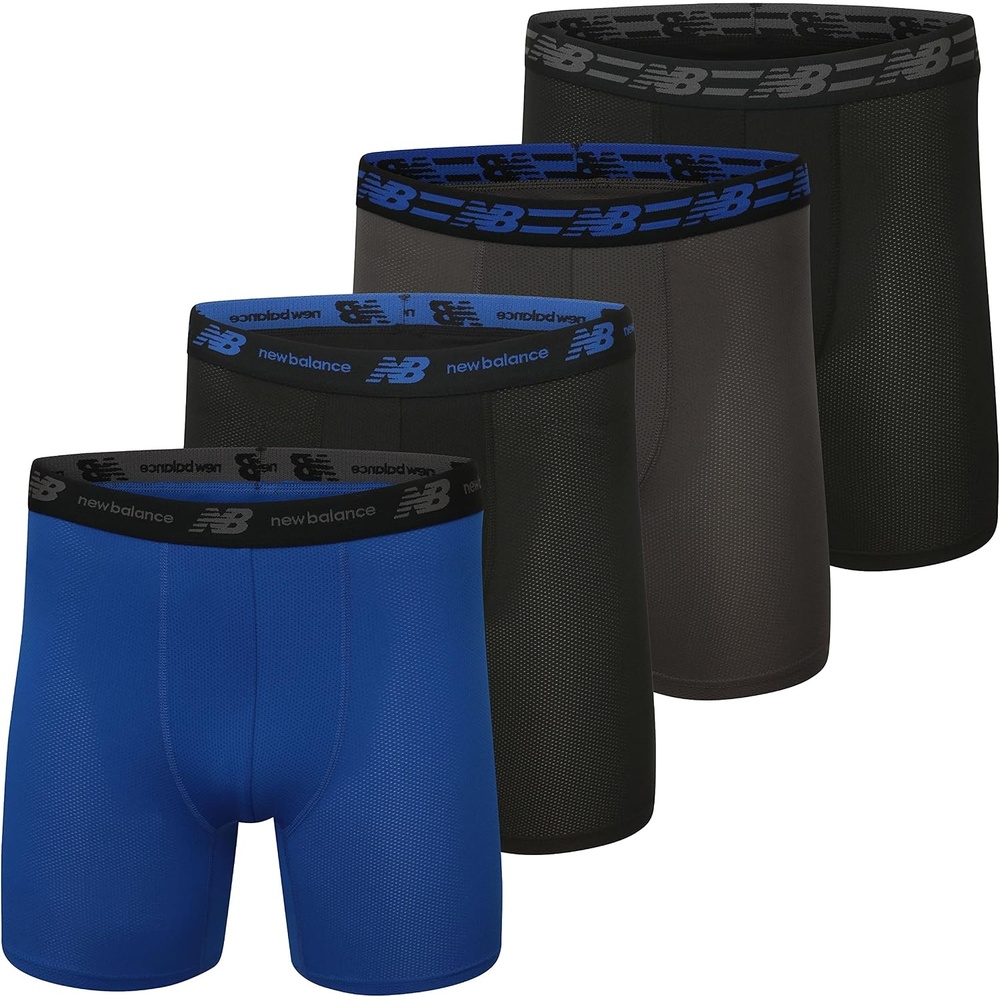 image:imageNew Balance Mens Mesh 5 NoFLY Boxer Brief 4PackBlackMagnetBlackTeam Royal
