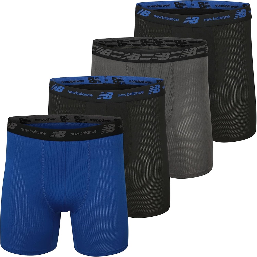 image:imageNew Balance Mens Mesh 5 NoFLY Boxer Brief 4PackBlackTeam RoyalBlackMagnet