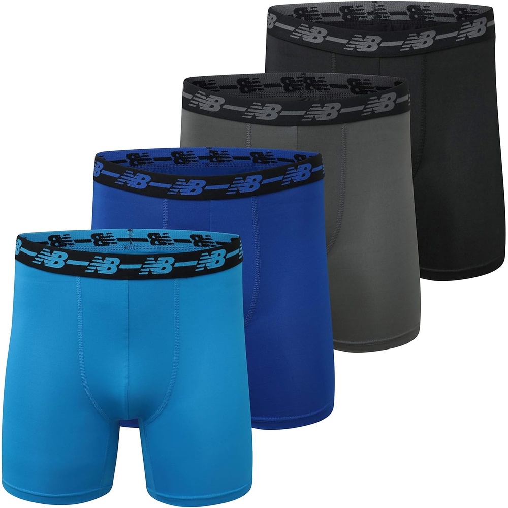 image:imageNew Balance Mens Mesh 5 NoFLY Boxer Brief 4PackBlackVision BlueMarnetTeam Royal