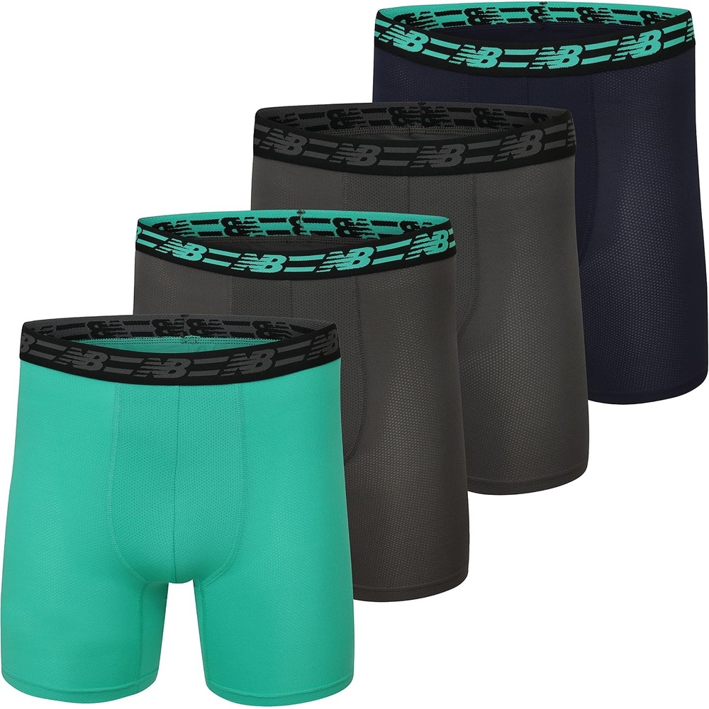 image:imageNew Balance Mens Mesh 5 NoFLY Boxer Brief 4PackMagnetEmerald SkyTeam NavyMagnet