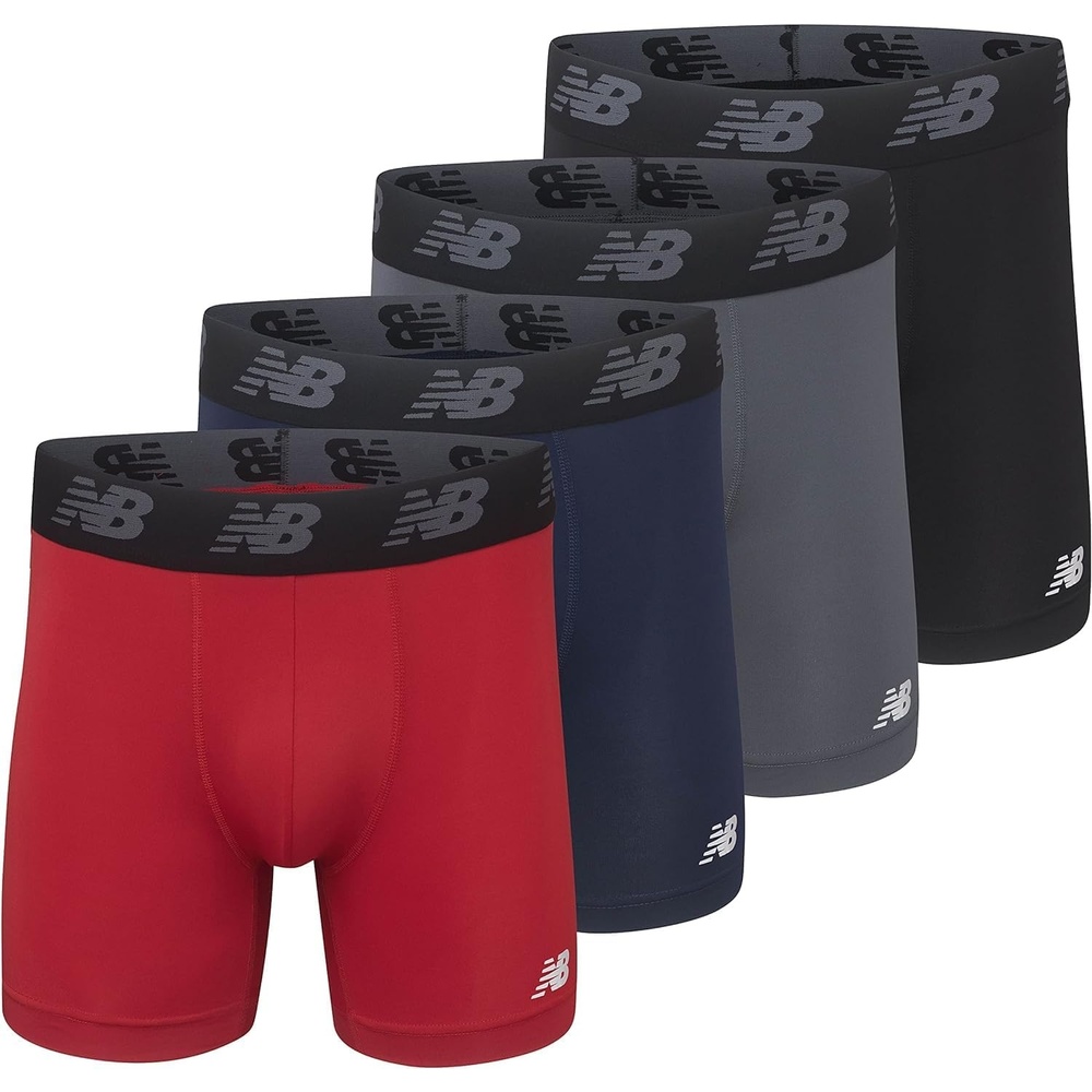image:imageNew Balance Mens Mesh 5 NoFLY Boxer Brief 4PackPigmentTeam RedLeadBlack