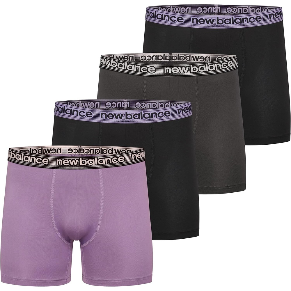 image:imageNew Balance Mens Mesh 5 NoFLY Boxer Brief 4PackPlumBlackMagnetBlack