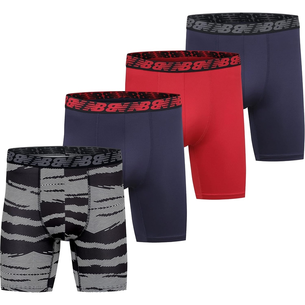 image:imageNew Balance Mens Mesh 5 NoFLY Boxer Brief 4PackTeam NavyBlack CamoTeam RedTeam Navy