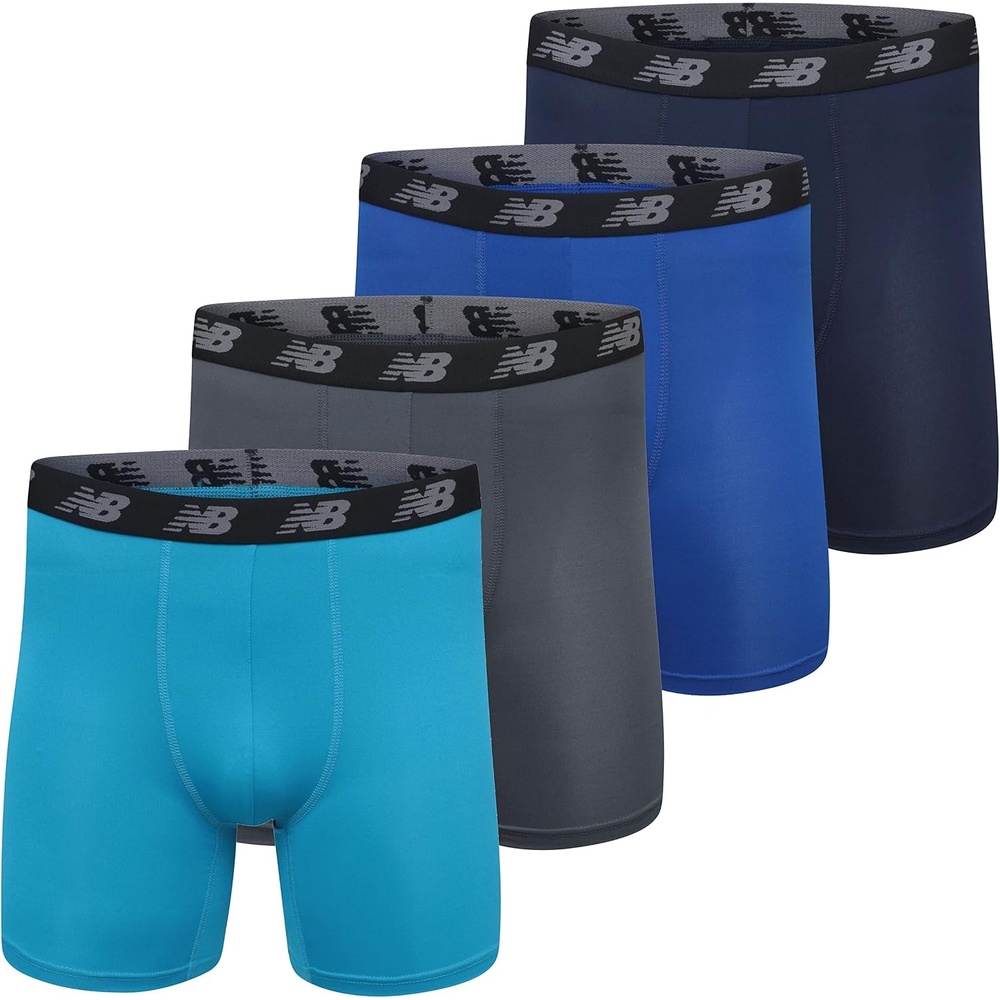 image:imageNew Balance Mens Mesh 5 NoFLY Boxer Brief 4PackThunderMaldives BlueTeam RoyalPigment