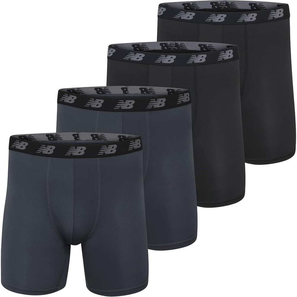 image:imageNew Balance Mens Mesh 5 NoFLY Boxer Brief 4PackThunderThunderBlackBlack